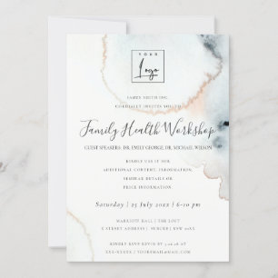 INVITATION AQUA GOLD WATERCOLOR BRUSH STROKE ATELIER