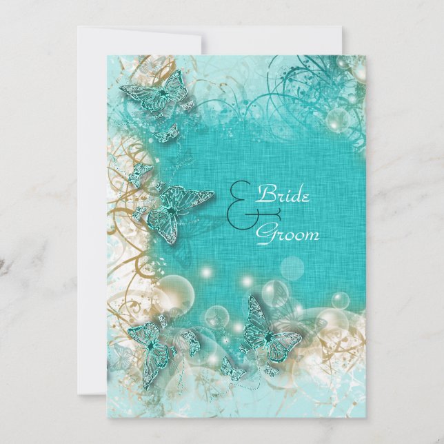 Invitation Aqua mariage blanc fiançailles anniversaire (Devant)