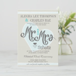 Invitation Aqua Mint M. et Mme Mariages de typographie
