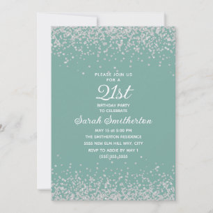Invitation Aqua Mint Silver Diamond Parties scintillant 21e a