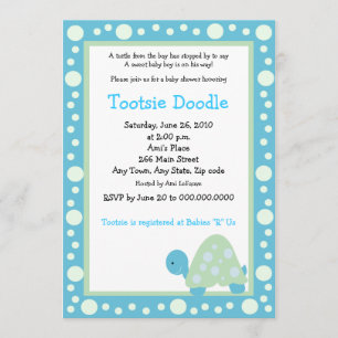 Invitation Aqua moderne de la tortue 5x7 de point/baby shower