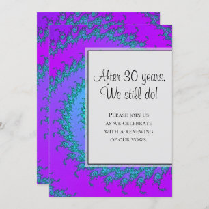 Invitation Aqua moderne et violet Motif fractal renouvellemen