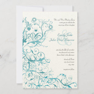 Invitation Aqua Oiseaux tournois Mariage Invite