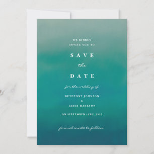 Invitation Aqua Ombre Boho Enregistrer l'invitation de la dat