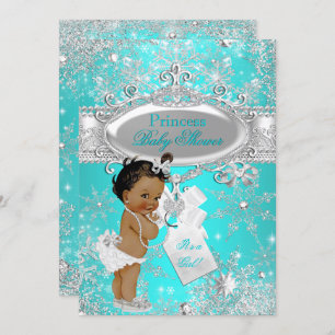 Invitation Aqua Princess Winter Wonderland Baby shower ethniq