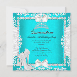 Invitation Aqua Quinceanera 15 ans Chaussures à talons hauts 