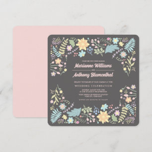 Invitation Aqua rose gris clair Mariage floral moderne