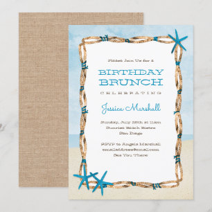 Invitation Aqua Starfish et Watercolor Beach Anniversaire