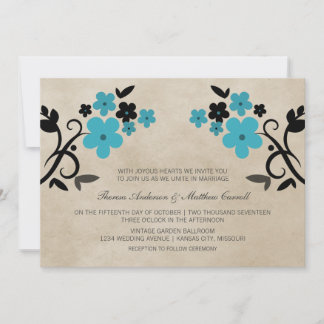 Invitation Aqua Sweet Vintage Floral Mariage