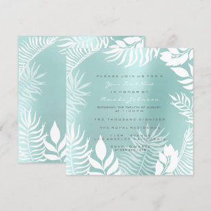 Invitation Aqua Tiffany Metal Pailleté Tropic Blanc Bleu