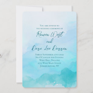 Invitation Aqua Turquoise Aquarelle Ombre Mariage de peinture