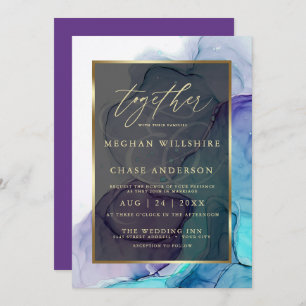 Invitation Aqua Turquoise Encre d'alcool violet profond