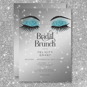 Invitation Aqua Turquoise Glam Eyes Bridal Brunch