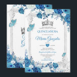 Invitation Aqua Turquoise Quinceañera Argent Couronne 15 Anos<br><div class="desc">Aqua Turquoise Quinceañera Argent Crown Mexicain Invitation Mis Quince 15 Anos,  16e anniversaire, </div>