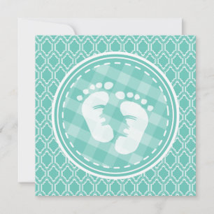 Invitation Aqua Turquoise Retro Baby shower pieds bébé