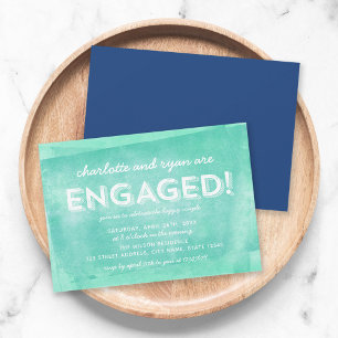 Invitation Aqua Turquoise Rolled Ink Party