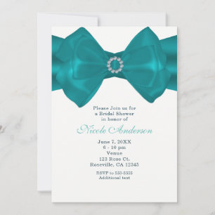 Invitation Aqua Turquoise Ruban & Diamants Élégantes Invitati