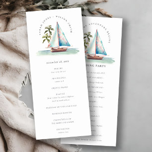 Invitation Aqua Turquoise Sailboat Palm Seascape Wedding Prog