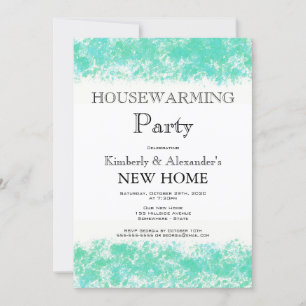 Invitation Aqua Turquoise Watercolor Houseécher Party Invitat