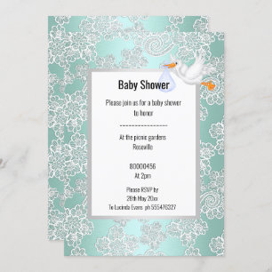 INVITATION AQUA VERT DÉTAIL DE LA DERNIÈRE BABY SHOWER EN STO
