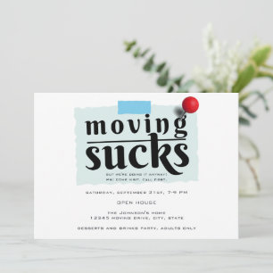 Invitation Aqua We're Moving Modern Funny Farewell Party
