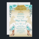 Invitation Aqual Turquoise Turquoise1 Cheval & Bottes Quincea<br><div class="desc">Aqual Turquoise Turquoise1 Horse & Boots Quinceanera InvitationMis Quince Anos,  15e anniversaire, </div>