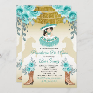Invitation Aqual Turquoise Turquoise1 Fille Troisième anniver