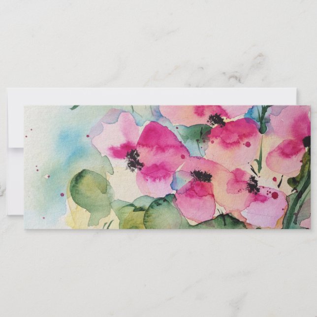 Invitation Aquarell rosa Blumen in der Vase (Devant)