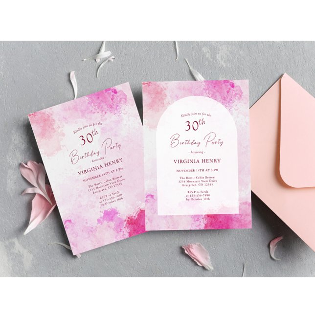Invitation Aquarelle 30e anniversaire (Créateur téléchargé)