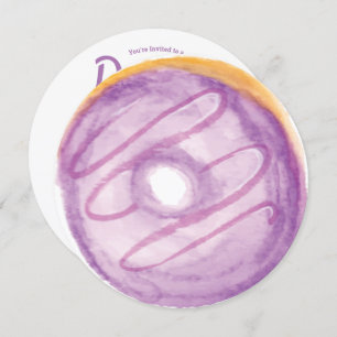 Invitation Aquarelle 3D Purple Donut Parsemer rond