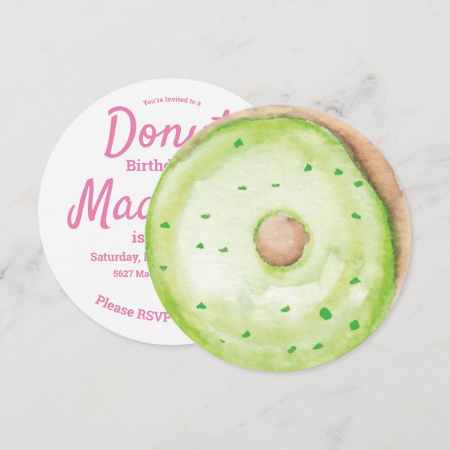 Invitation Aquarelle 3D vert saupoudrer le mélange ronde (Devant / Derrière)