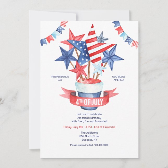 Invitation aquarelle 4 juillet  (Devant)