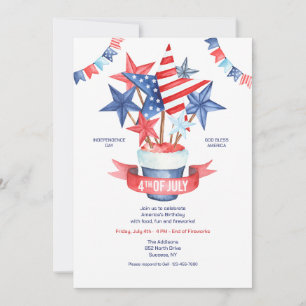 Invitation aquarelle 4 juillet