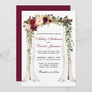 Invitation Aquarelle à canopée mariage Burgundy Arc Floral