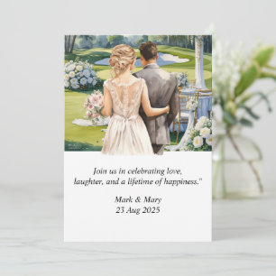 Invitation Aquarelle à thème Mariage de golf