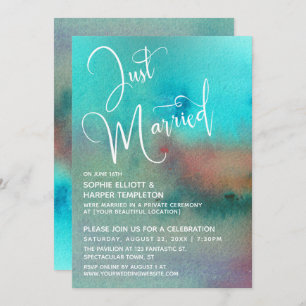 Invitation Aquarelle Abstraite colorée Juste Marry Script