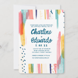 Invitation Aquarelle Abstraite couleur Mariage de brosse