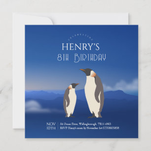 Invitation Aquarelle adorable Penguin Arctique Anniversaire
