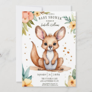 Invitation Aquarelle adorable Petit Baby shower Kangaroo