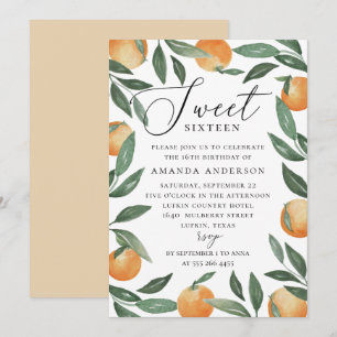 Invitation Aquarelle agrumes Doux 16. Orange de jardin fleuri