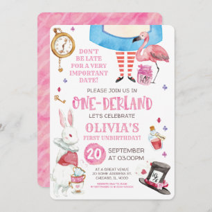 Invitation Aquarelle Alice dans l'Onederland Premier annivers