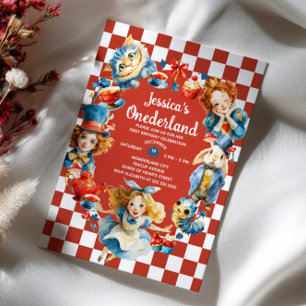 Invitation Aquarelle Alice dans ONEDERLAND Cute 1er Anniversa