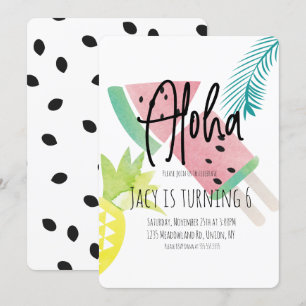 Invitation Aquarelle Aloha Watermelon Ananas Tropical