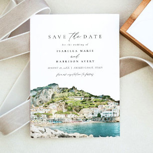 Invitation Aquarelle Amalfi Coast Italie Enregistrer la date 