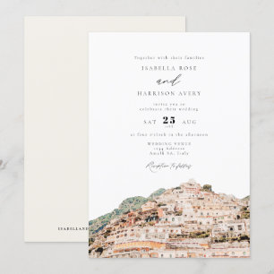 Invitation Aquarelle Amalfi Coast Italie Skyline Mariage