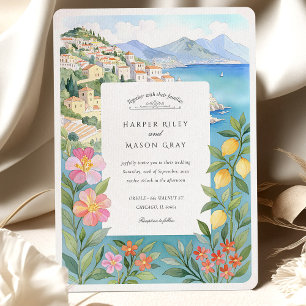 Invitation Aquarelle Amalfi Coast Lemon Blossoms Mariage