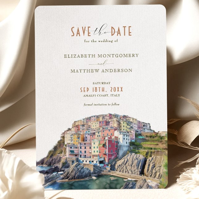 Invitation Aquarelle Amalfi Coast Wedding Enregistrer La Cart (Créateur téléchargé)