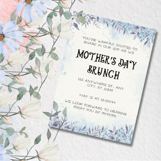 Invitation Aquarelle, Amour de maman en fleur, Brunch de la f