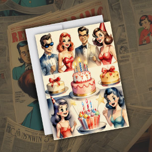 Invitation Aquarelle amusante bande dessinée scène d'annivers