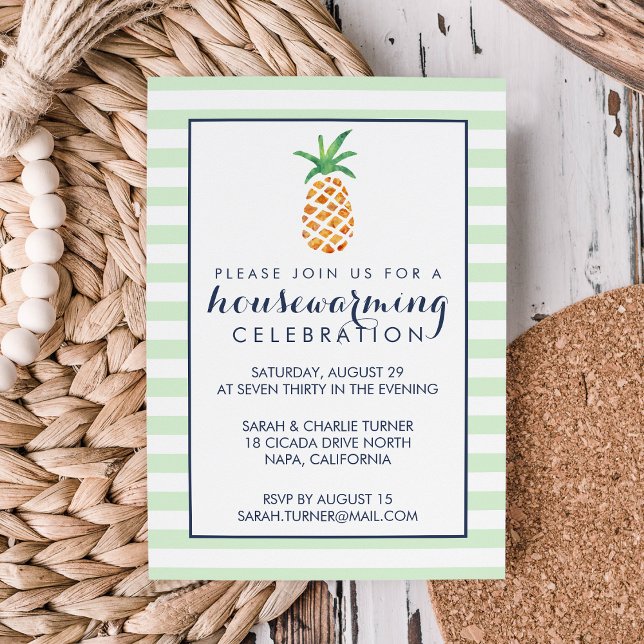 Invitation Aquarelle Ananas Fête de réchauffement ménager (Créateur téléchargé)